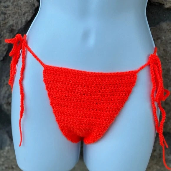 Vibrant Orange Crochet Bikini Set - Picture 7 of 12